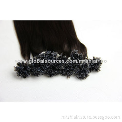22-inch Dark Brown Silk Straight Brazilian U-Tip Hair Extensions